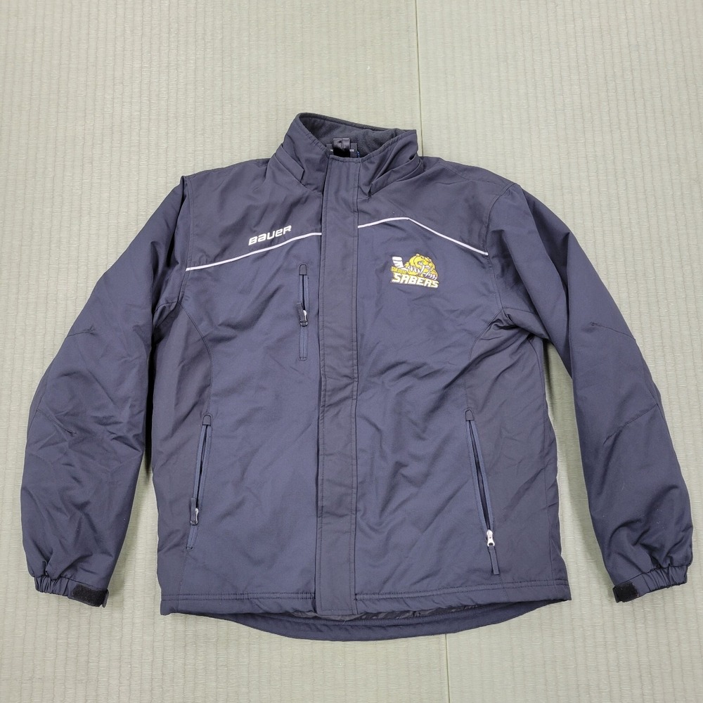 Bauer Hockey Team Jacket Mens Medium‎ San Diego Sabers Black Insulated Back Coat